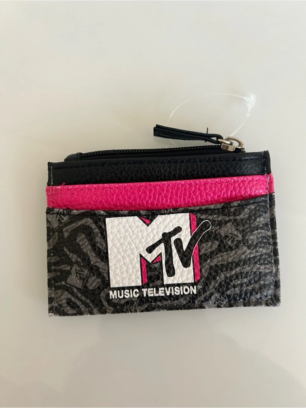 MTV Black and Hot Pink Zip Card Holder